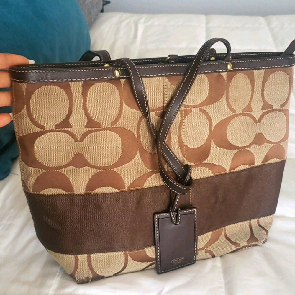 Brown Coach medium tote purse